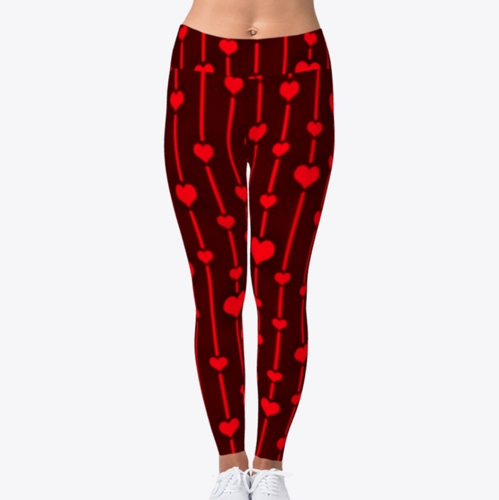 Black leggings with red hearts